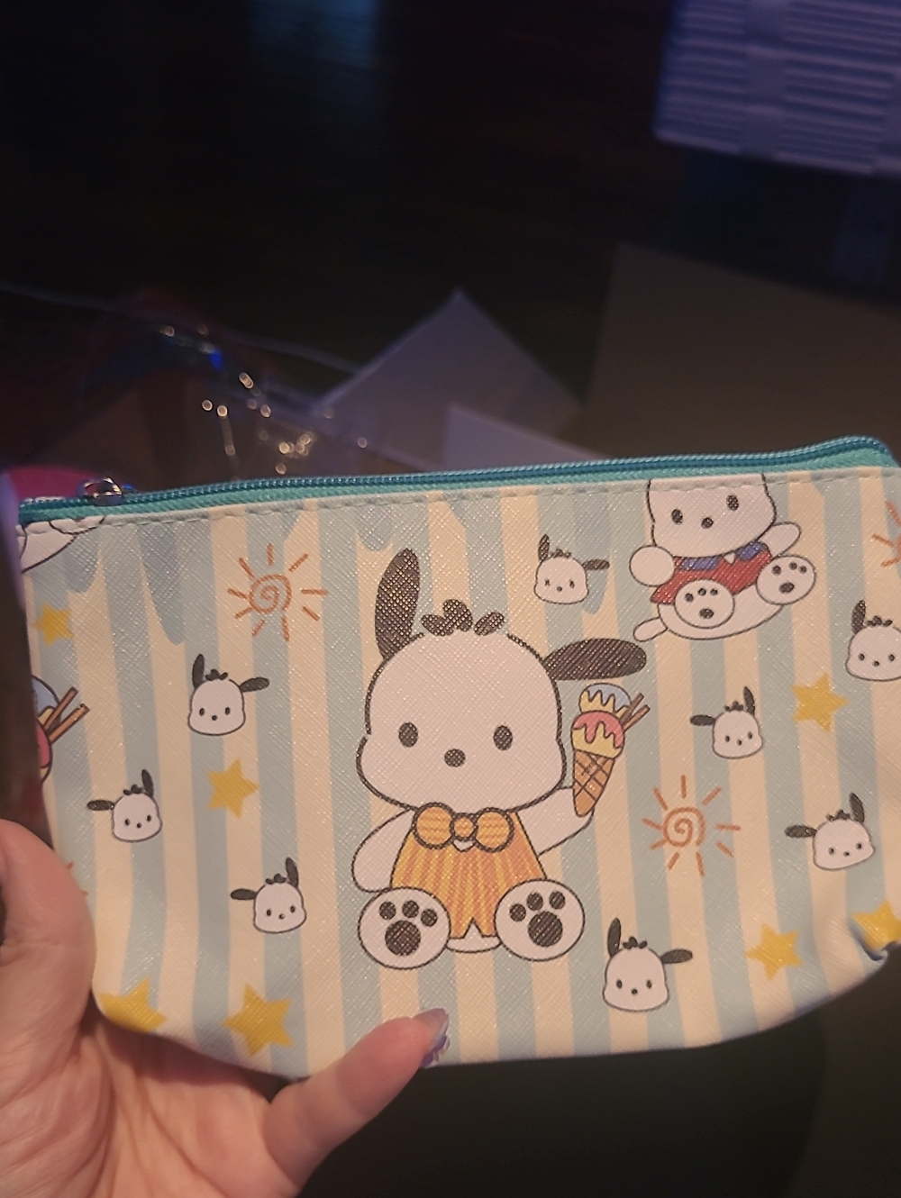 Pochacco Stripe Pouch with Ice Cream